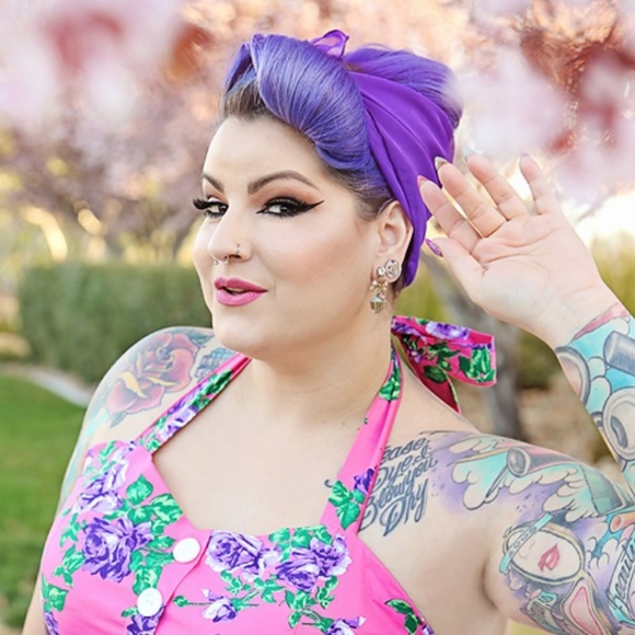 Accessories - Purple hair scarf nylon vintage retro pinup wrap chiffon